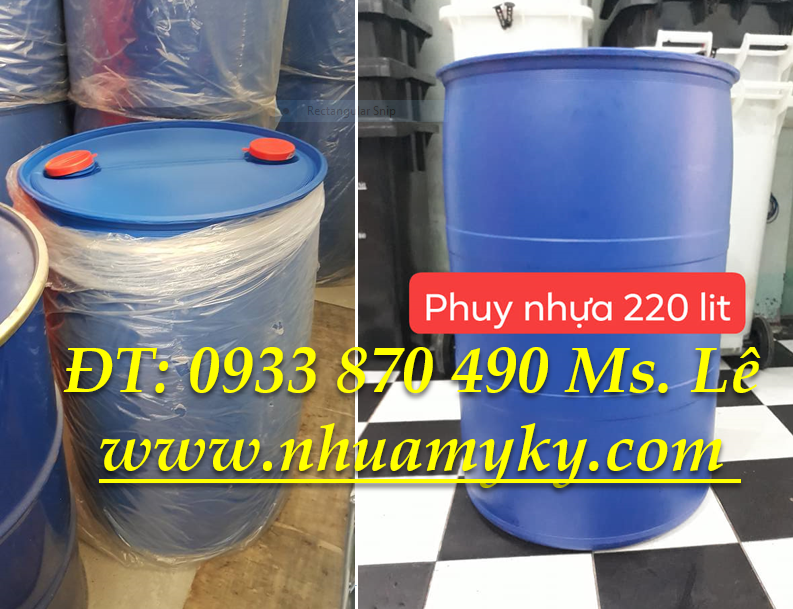 Thùng phuy đựng hóa chất 220 lít nắp kín 