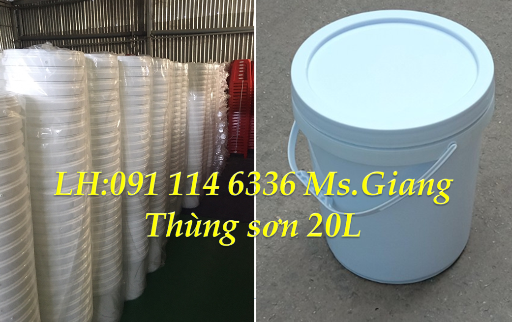 PP thùng đựng sơn 22L tròn, thùng sơn 30L tròn không quai